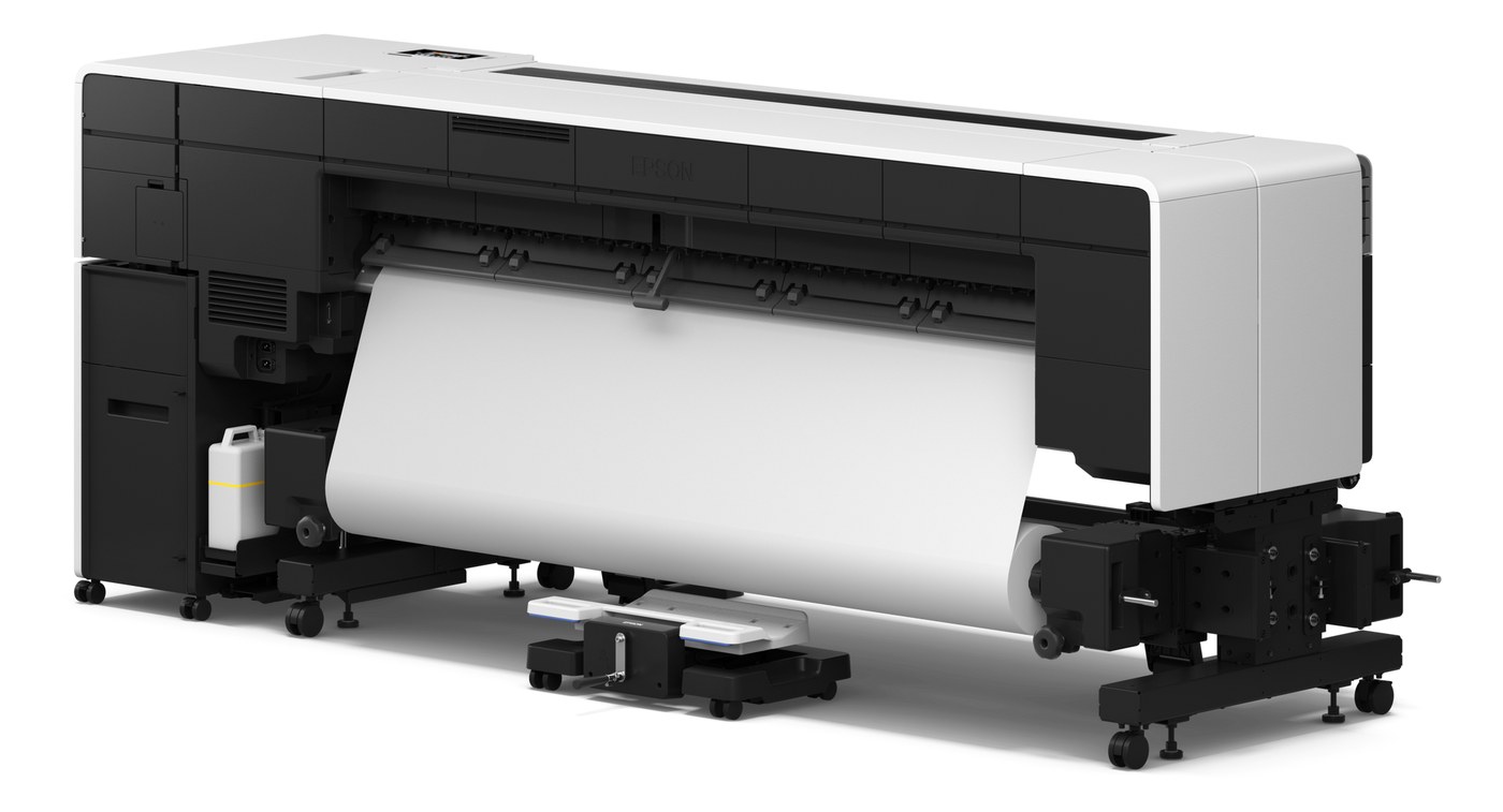 EPSON SureColor SC-S9100 eco-solventprinter, achteraanzicht met mediatoevoer