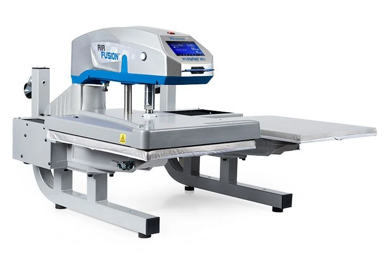 STAHLS Hotronix Dual Air Fusion IQ heat press, driekwartaanzicht vanaf links