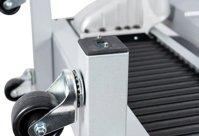 Detail van de STAHLS Hotronix Dual Air Fusion IQ: zwenkwiel en geleiding van de schuivende onderplaten